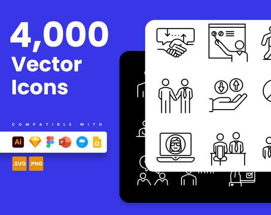 Pack de 4,000 Iconos Vectoriales: Más de 64 Categorías